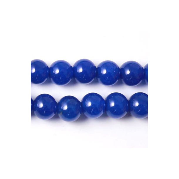 Jade bead, whole strand, dark blue, round, 8mm, 48pcs.