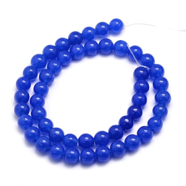 Jade bead, whole strand, cobalt blue, round, 6mm, ca. 64pcs.