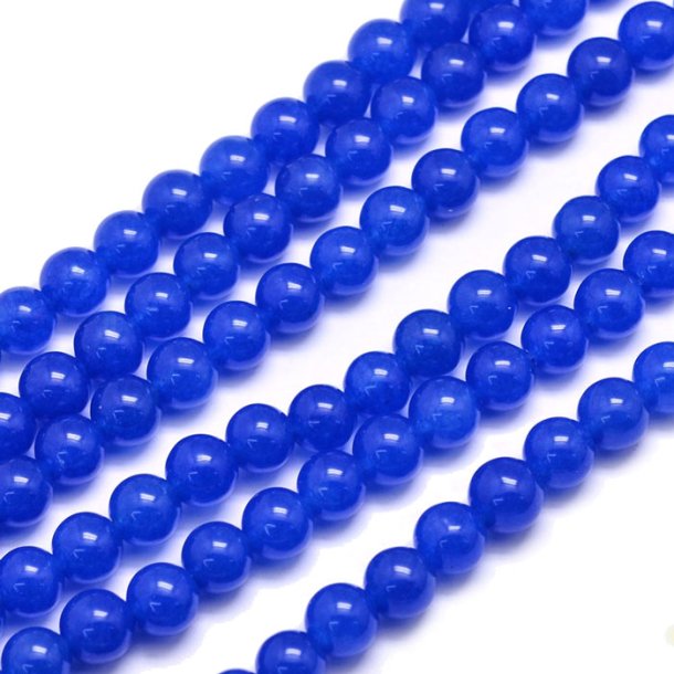Jade bead, cobalt blue, round, 6mm, 10pcs.
