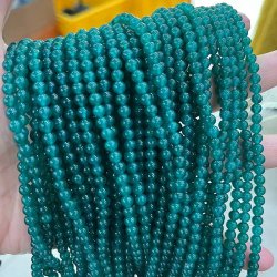 Jade bead, dyed, full strand, dark teal, round, 4 mm, 94pcs.