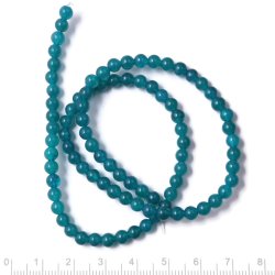 Jade bead, dyed, full strand, dark teal, round, 4 mm, 94pcs.