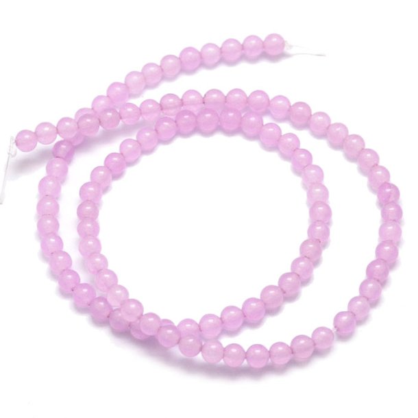 Jade bead, full strand, dyed, light lilac, round, 4mm, ca. 95pcs.