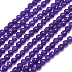 Jade-Perle, gefrbt, Amethyst-lila, rund, 4 mm, 20 Stk