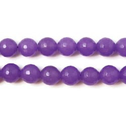 Jadeperle, facettiert, ganzer Strang, zwischen lila, rund, 10 mm, 39 Stk