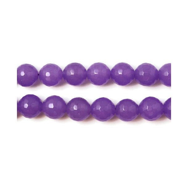 Jade bead, faceted, entire strand, middle purple, round, 10mm, 39pcs