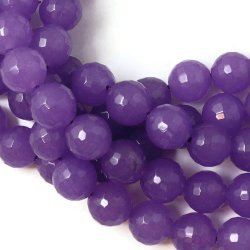 Jadeperle, facettiert, ganzer Strang, zwischen lila, rund, 10 mm, 39 Stk