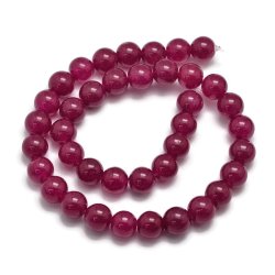 Jade-Perle, ganzer Strang, fuchsia, rund, 10 mm, Ca. 38 Stck.