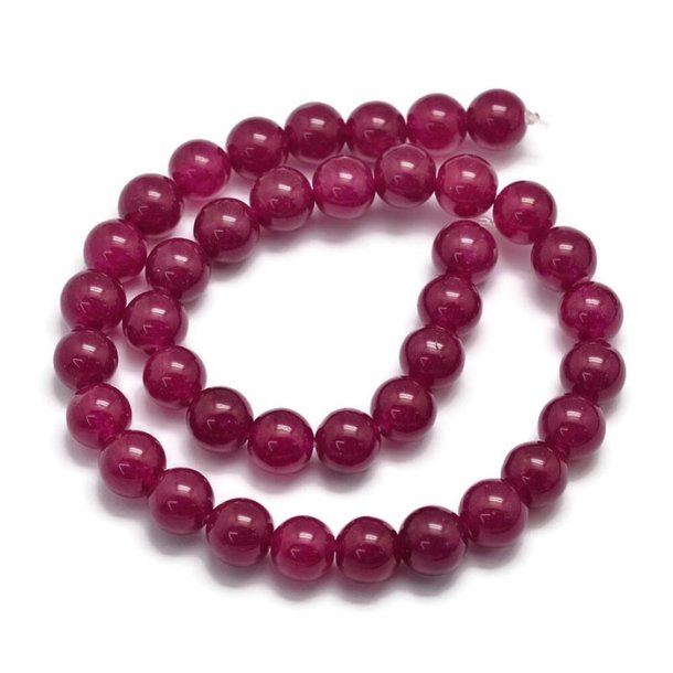 Jade bead, strand, red-violet, round, 10 mm, Appx. 38 pcs.