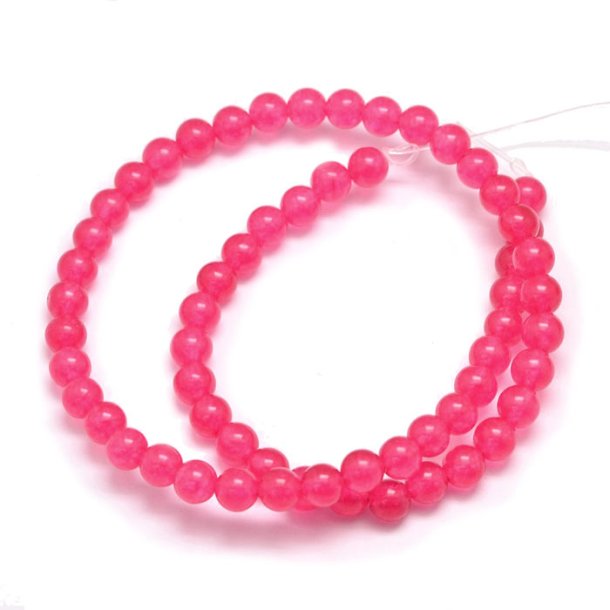 Jade bead, dyed, full strand, respberry red, round, 6mm, 64pcs