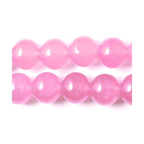 Jadeperle, rosa/lyserød, rund, 8 mm, 6 stk.