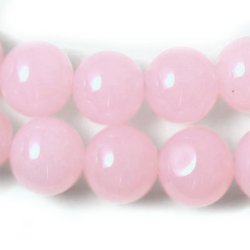 Jade-Perle, ganzer Strang, hellrosa, rund, 12 mm, ca. 28 Stk.