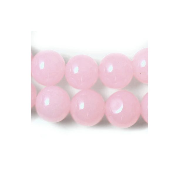 Jadeperle, hel streng, rosa/ lyserd, rund, 12 mm, 32 Stk.