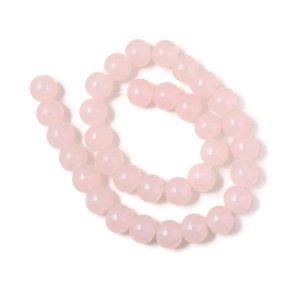 Jade-Perle, imitat, ganzer Perlenstrang, hellrosa, rund, 12 mm, ca. 33 Stk