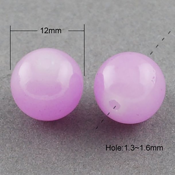 Glasperlen, Jadeimitat, violett, 12 mm, doppelstrang, ca. 66 Perlen