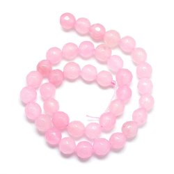 Jade-Perle, gef�rbt, ganzer Strang, facettiert, rosa, rund, 10 mm, 39 Stk.
