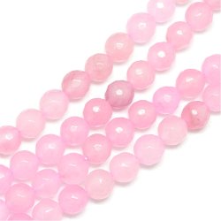 Jade-Perle, gef�rbt, ganzer Strang, facettiert, rosa, rund, 10 mm, 39 Stk.