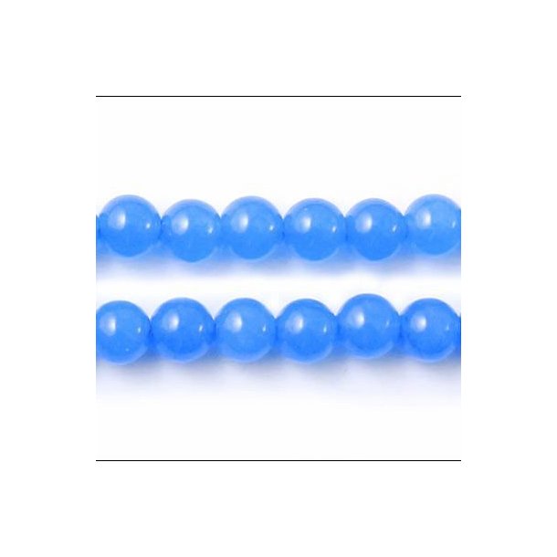 Jade bead, dyed, light blue, round, 10mm, 6pcs.