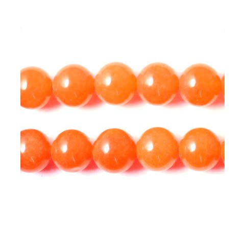 Jade bead, orange, round, 10mm, 6pcs.