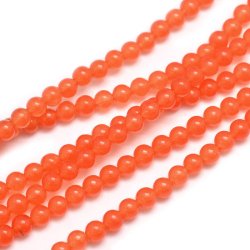 Jadeperle, ganzer Strang, orange, rund, 4 mm, 95 Stk.