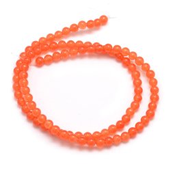 Jadeperle, ganzer Strang, orange, rund, 4 mm, 95 Stk.