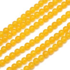 Jade bead, yellow orange, round, 4mm, 20pcs.