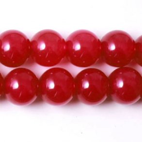 Jade-Perle, gef�rbt, rot, rund, 10 mm, 6 Stk.
