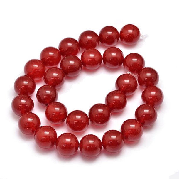 Jade-Perle, ganzer Strang, tiefrot, rund, 14 mm, 28 Stk.