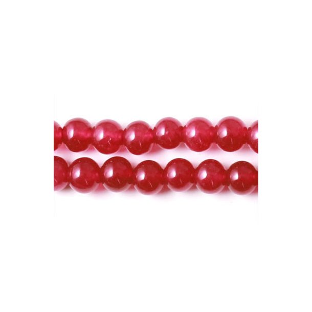 Jade bead, whole strand, dyed, deep red, round, 6mm, 65pcs.