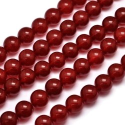 Jade bead, dyed, full strand, deep red-brownish, round, 4mm, appx. 92pcs.
