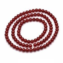 Jade bead, dyed, full strand, deep red-brownish, round, 4mm, appx. 92pcs.