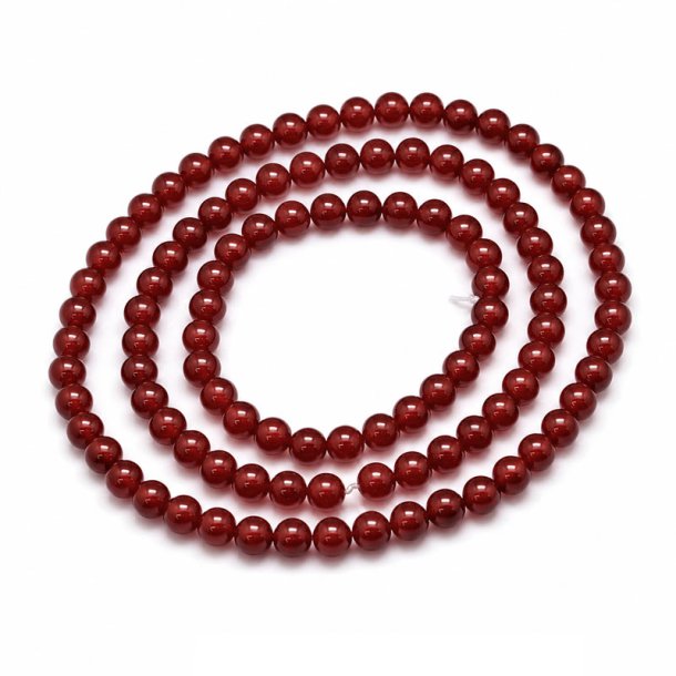 Jade bead, dyed, full strand, deep red-brownish, round, 4mm, appx. 92pcs.