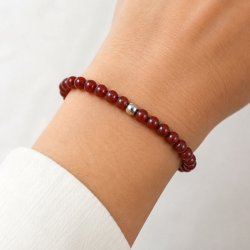 Jade bead, dyed, full strand, deep red-brownish, round, 4mm, appx. 92pcs.