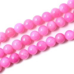 Candy-Jade, fuchsia, rund, 8 mm, 6 Stk.