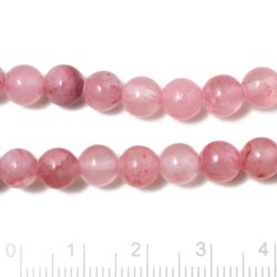 Natrlich Jadeperle, gefrbt, rund, rosa, 8 mm, 6 Stk.