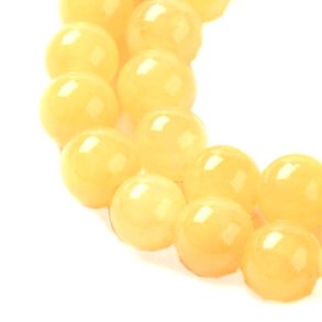 Candy jade bead, round, sunglow yellow, 8mm, 6pcs.
