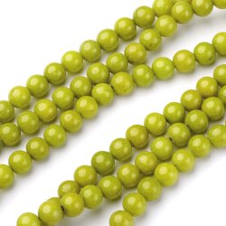 Candy-Jade, ganzer Strang, rund, olive-gr&uuml;n, 4 mm, 95 Stk.