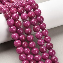 Candy-Jade, ganzer Strang, rund, rot-violett, 10 mm, 39 Stk.