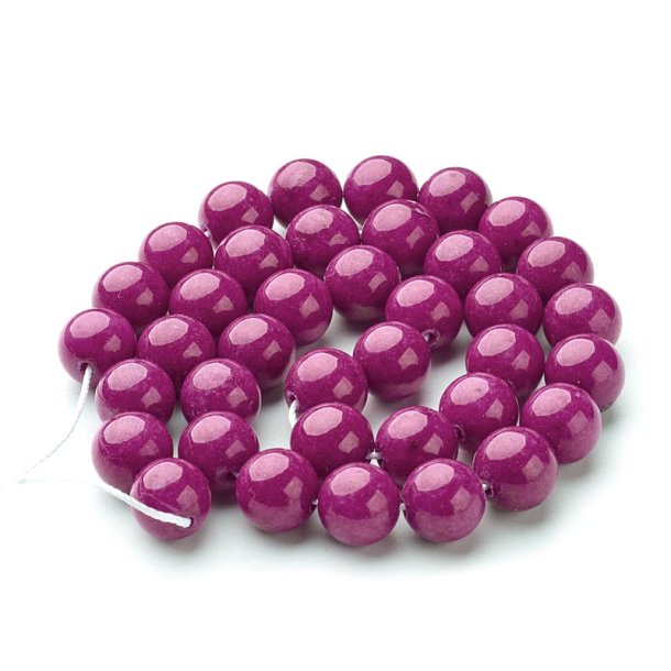 Candy-Jade, ganzer Strang, rund, rot-violett, 10 mm, 39 Stk.
