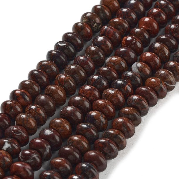 Jasper, dark brown, roundel-shaped, appx. 8x5mm, 10 pcs.