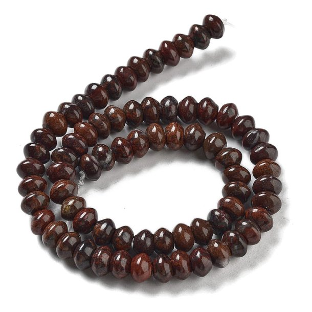 Jasper, dark brown, roundel-shaped, full strand, appx. 8x5mm, appx. 78 pcs.