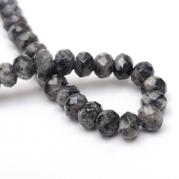 Sesame Jasper, grey, roundel-shaped, full strand, appx. 8x5mm, appx. 70 pcs.