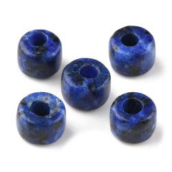 Sesam-Jaspis, r&ouml;hrenf&ouml;rmige Perle mit gro&szlig;em Loch, blau, 8x6 mm. 2 Stk.