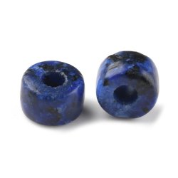 Sesam-Jaspis, r&ouml;hrenf&ouml;rmige Perle mit gro&szlig;em Loch, blau, 8x6 mm. 2 Stk.