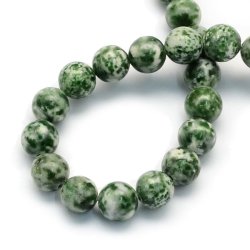 Green spot jasper, round bead, 12mm, 6pcs