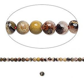 Leopard jasper, whole strand, very small round bead, 2mm. ca. 175pcs.