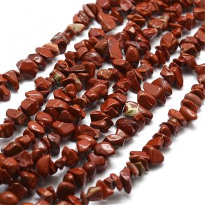 Roter Jaspis, ganzer Strang, Nuggets, rost-rot, marmoriert, rund, 4x9x3 mm, ca. 300 Stk