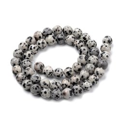 Dalmatinerjaspis, runde Natursteinperlen, 12 mm, 6 St�ck