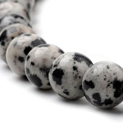 Dalmatinerjaspis, runde Natursteinperlen, 12 mm, 6 St�ck