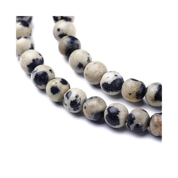 Dalmatinischer Jaspis, schwarz und wei, runde Perle, 4 mm, 10 Stk