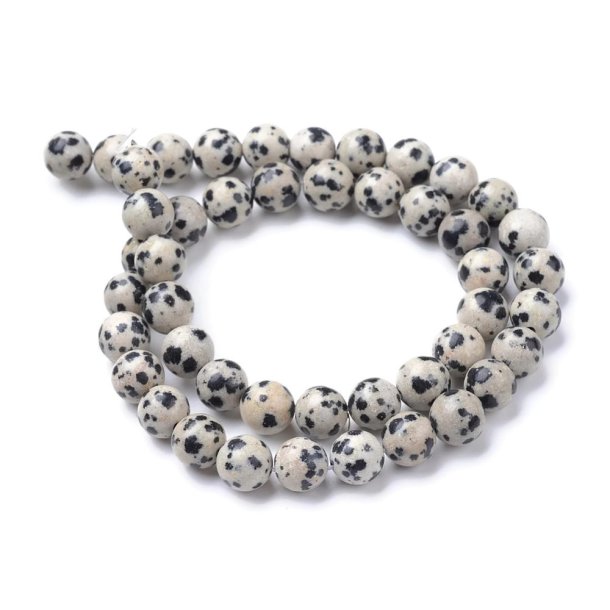 Dalmatiner-jaspis, rund perle, hel streng, 6 mm, ca. 65 stk